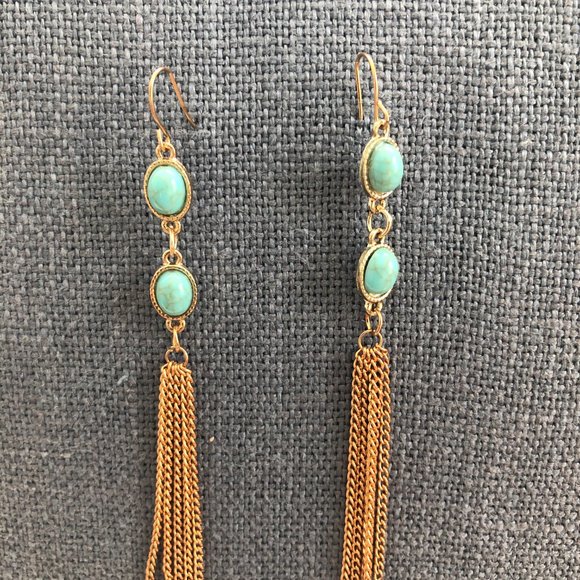 Faux Turquoise Dangle Earring - Picture 4 of 4